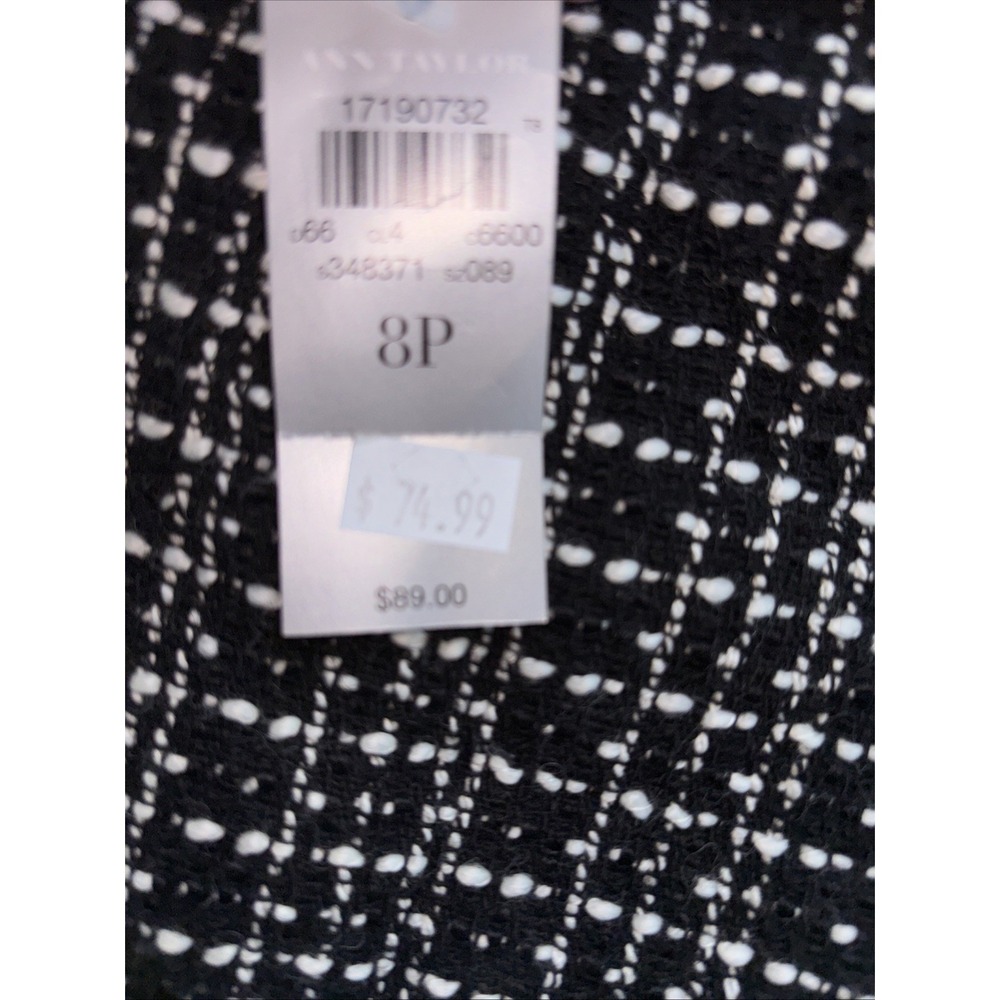 Ann Taylor Skirt Black White Size 8 PETITE 8P Straight & Pencil Tweed Wool Blend - Picture 4 of 6